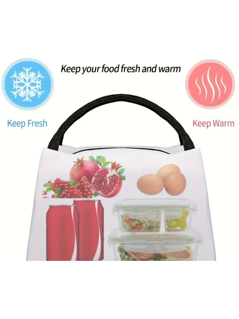 Hello Kitty Insulated Lunch Bag Reusable Cooler Tote with Cute Car Floral Design - Picture 2 of 6